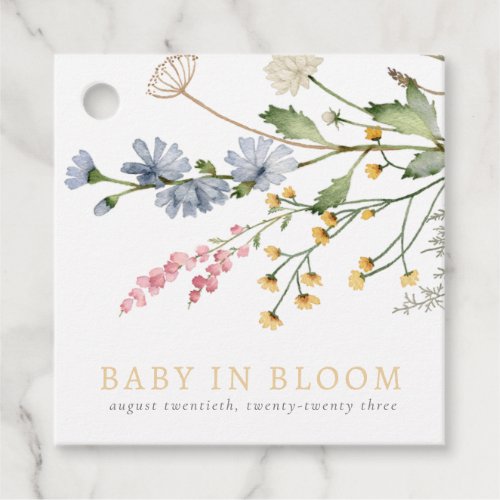 Baby in Bloom Spring Wildflower Floral Bouquet Favor Tags