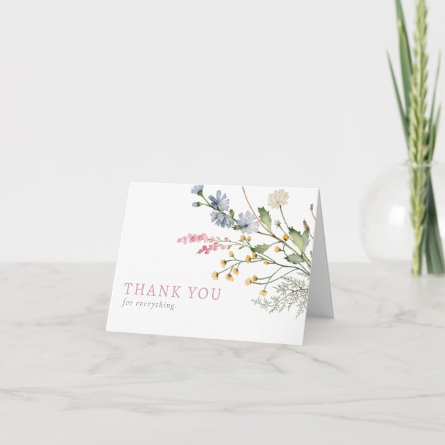Baby in Bloom Spring Wildflower Floral Thank You Card (Front)