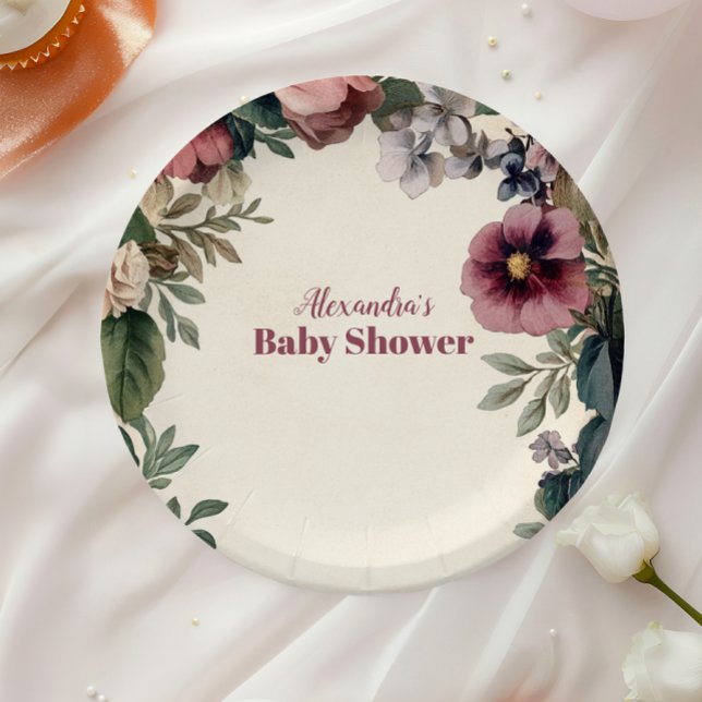 Baby in Bloom Spring Wildflower  Paper Plates (Creator Uploaded)
