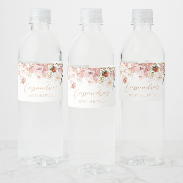Baby in Bloom Spring Wildflower  Water Bottle Label (Bottles)