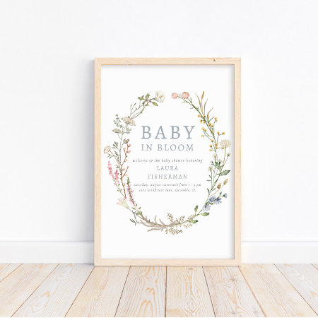 Baby In Bloom Spring Wildflower Welcome Poster