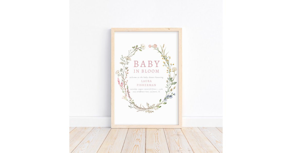 Baby in Bloom Spring Wildflower Welcome Poster | Zazzle