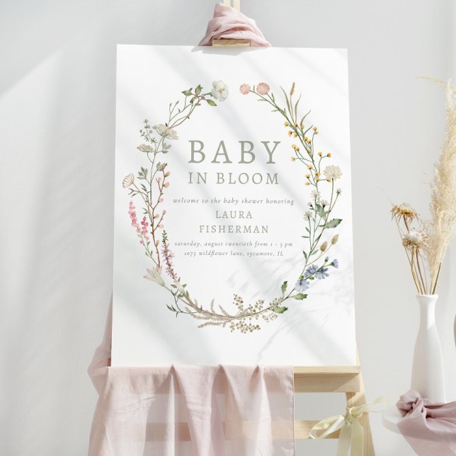 Baby in Bloom Spring Wildflower Welcome Sign (Creator Uploaded)