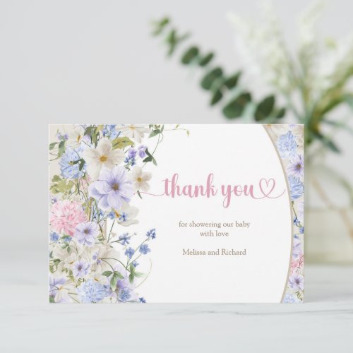 Baby in bloom spring Wildflowers Rustic thank you Enclosure Card