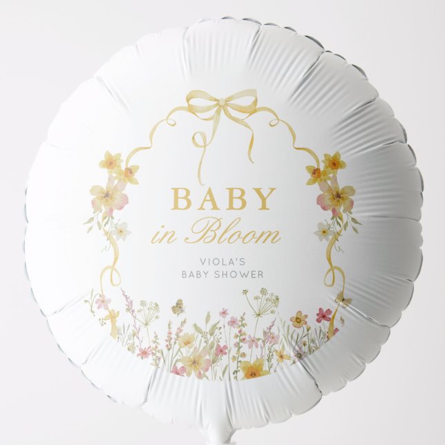 Baby in Bloom Spring yellow wildflower baby shower Balloon (Front)
