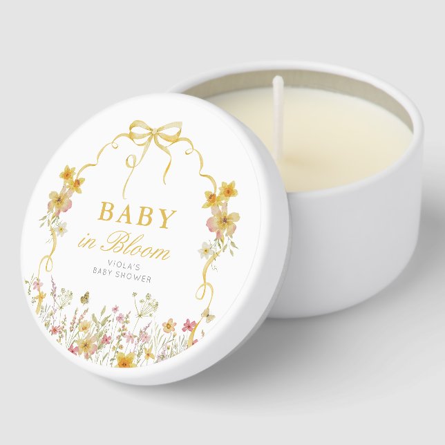 Baby in Bloom Spring yellow wildflower baby shower Mini Candle Favors (Corner)