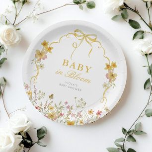 Baby in Bloom Spring yellow wildflower baby shower Paper Plates