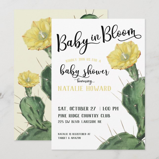 Baby in Bloom Succulent Baby Shower Invitation (Front/Back)