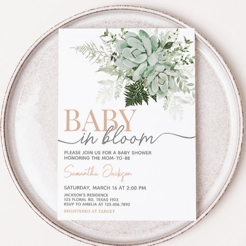 Baby in Bloom Succulent Baby Shower Invitation