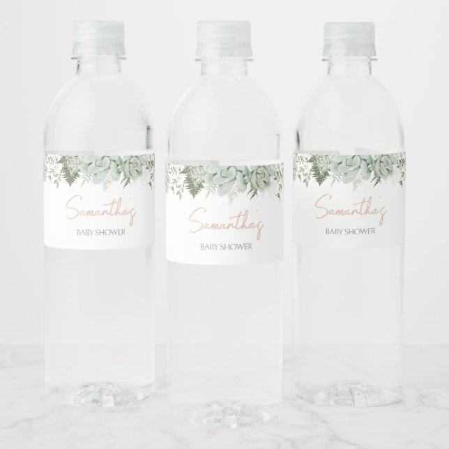 Baby in Bloom Succulent Baby Shower Water Bottle Label (Bottles)