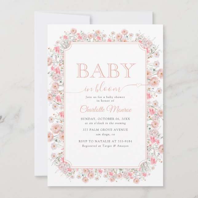 Baby in Bloom Summer Wildflower Meadow Baby Shower Invitation (Front)