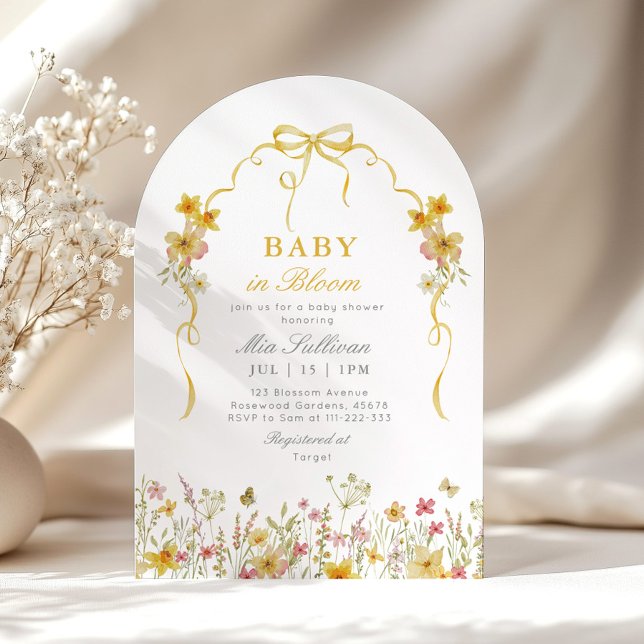 Baby in Bloom Summer yellow wildflower baby shower Invitation (Creator Uploaded)