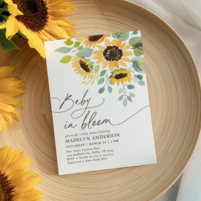 Baby in Bloom Sunflower Baby Shower Invitation (Creator Uploaded)