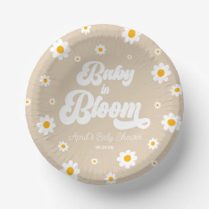 Baby In Bloom Tan Daisy Flower Floral Baby Shower Paper Bowls