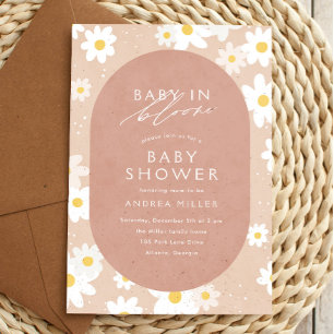 Baby in Bloom Taupe Daisies Baby Shower Invitation