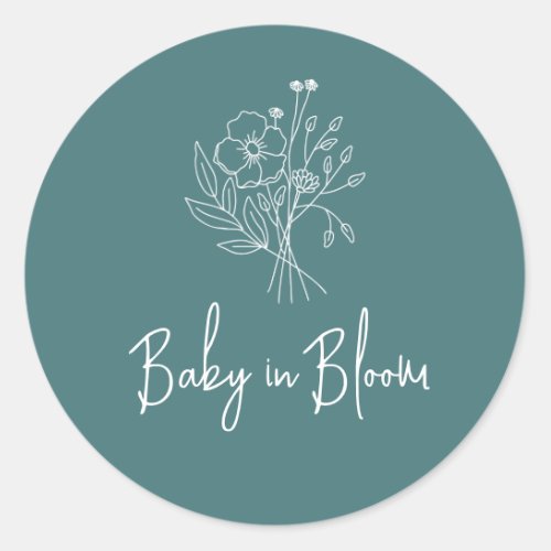 Baby In Bloom Teal Boho Baby Shower Classic Round Sticker