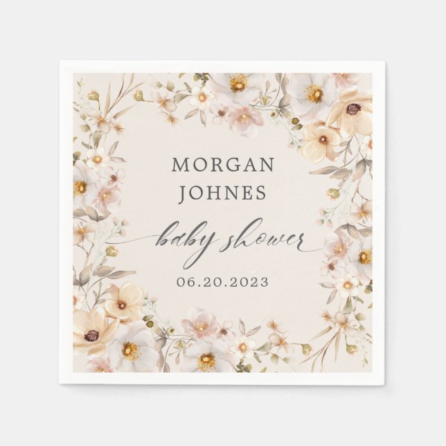 Baby in Bloom Tender Floral Baby Shower Napkins (Front)