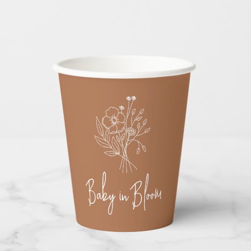 Baby In Bloom Terracotta Boho Baby Shower Paper Cups