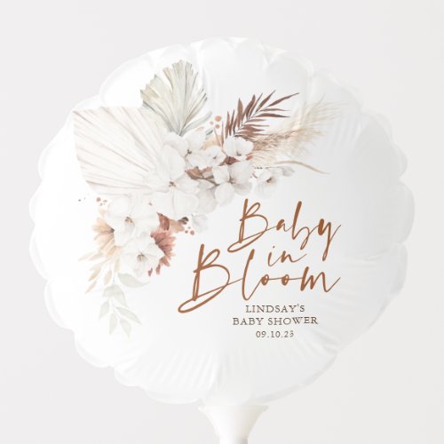 Baby in Bloom Terracotta White Floral Baby Shower Balloon