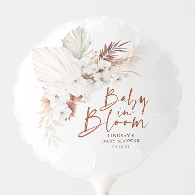 Baby in Bloom Terracotta White Floral Baby Shower Balloon (Front)