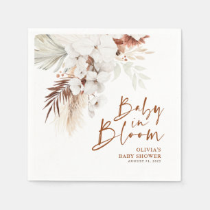Baby in Bloom Terracotta White Floral Baby Shower Napkins