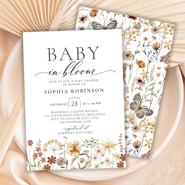 Baby in Bloom Terracotta Wildflower Baby Shower  Invitation (Creator Uploaded)