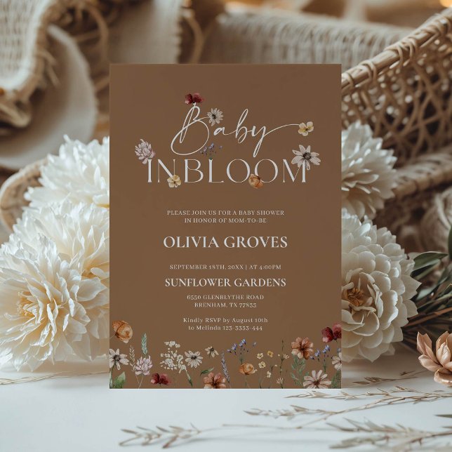 Baby in Bloom Terracotta Wildflower Baby Shower  Invitation (Creator Uploaded)