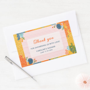 Baby in Bloom Thank You Colorful Floral Rectangular Sticker