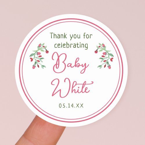 Baby In Bloom Thank you for celebrating Baby Classic Round Sticker