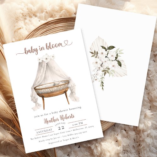 Baby In Bloom Trendy Boho Baby Shower  Invitation