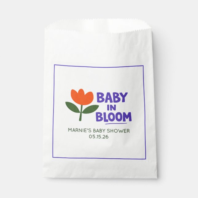 Baby in Bloom Tulip Trendy Modern Baby Shower Favor Bag (Front)