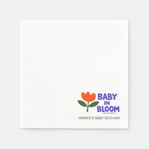 Baby in Bloom Tulip Trendy Modern Baby Shower Napk Napkins