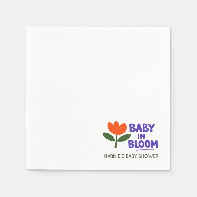 Baby in Bloom Tulip Trendy Modern Baby Shower Napk Napkins (Front)