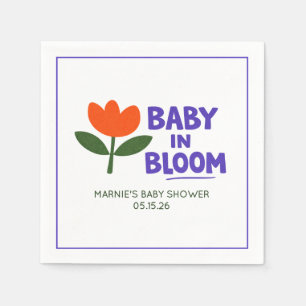 Baby in Bloom Tulip Trendy Modern Baby Shower Napkins