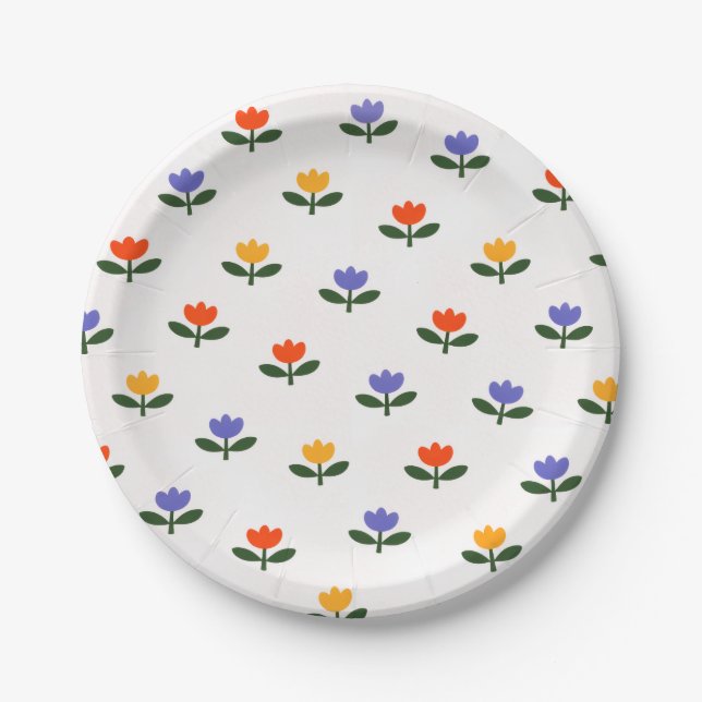 Baby in Bloom Tulip Trendy Modern Baby Shower Paper Plates (Front)