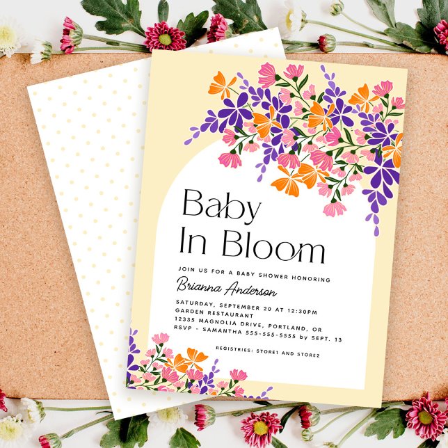 Baby in Bloom Vibrant Spring Flowers Baby Shower Invitation (Creator Uploaded)
