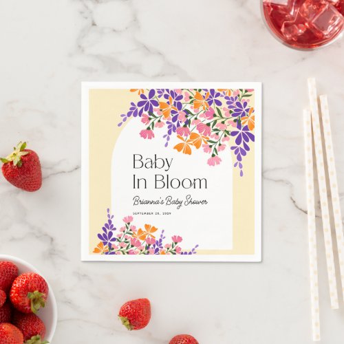 Baby in Bloom Vibrant Spring Flowers Baby Shower Napkins