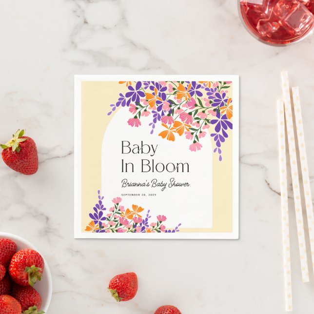 Baby in Bloom Vibrant Spring Flowers Baby Shower Napkins (Insitu)