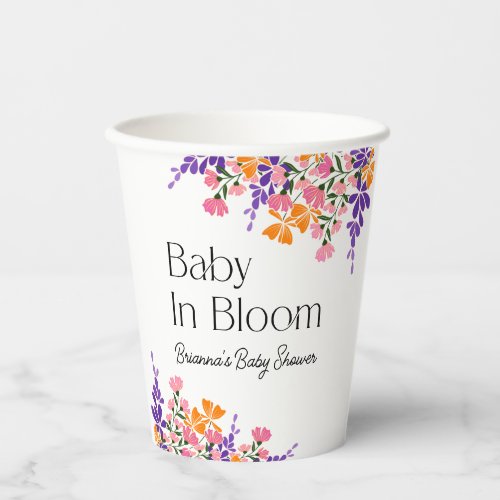 Baby in Bloom Vibrant Spring Flowers Baby Shower Paper Cups