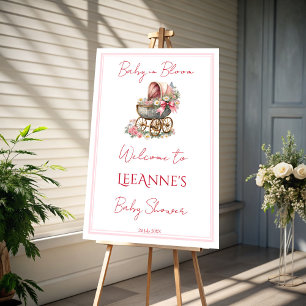 Baby in bloom vintage carriage baby shower welcome foam board