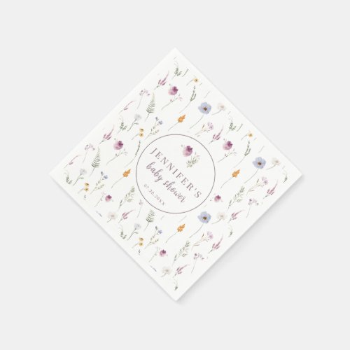 Baby in bloom violet baby shower paper napkins