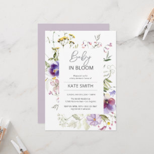 Baby in Bloom Violet Wildflowers Shower Invitation