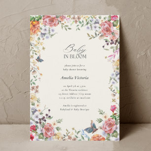 Baby in Bloom Watercolor Baby Shower Invitation