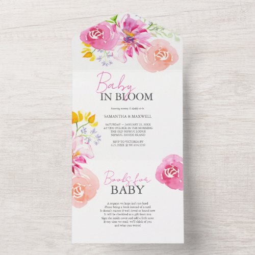 Baby in Bloom Watercolor Baby Shower Invitations