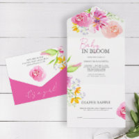 Baby in Bloom Watercolor Baby Shower Invitations