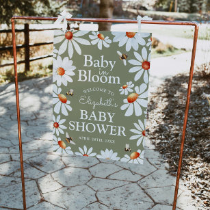 Baby in Bloom Watercolor Daisies & Bumblebee Poster