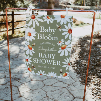 Baby In Bloom Watercolor Daisies & Bumblebee Poster by KYBABY at Zazzle