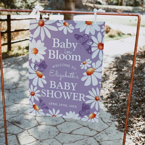 Baby in Bloom Watercolor Daisies  Butterfly Poster