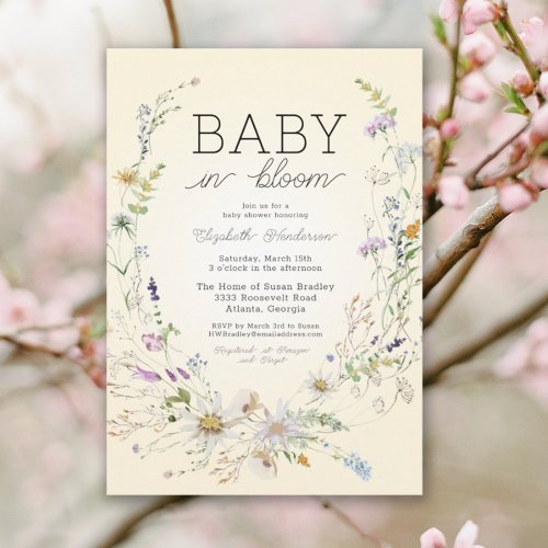 Baby In Bloom Watercolor Floral Baby Shower Invitation