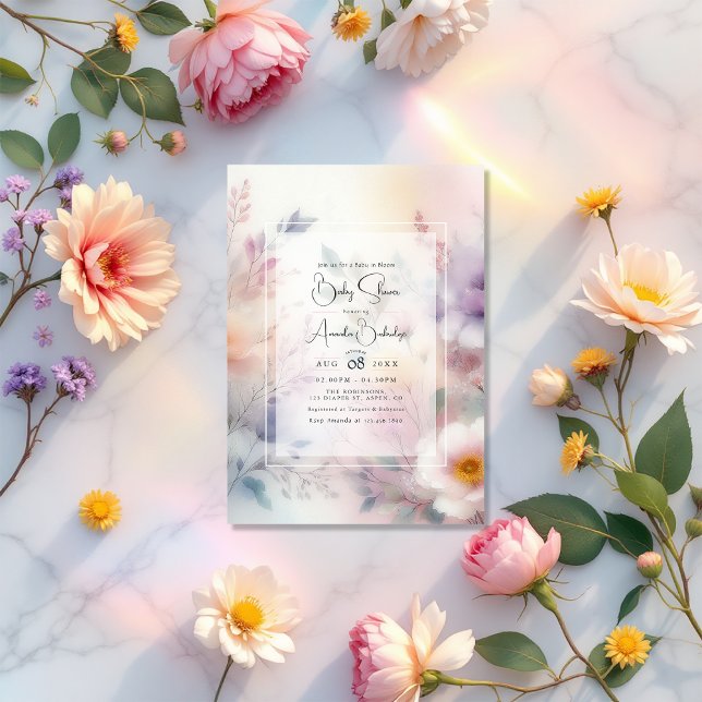 Baby in Bloom Watercolor Floral Baby Shower Invitation (Baby in Bloom Watercolor Floral Baby Shower Invitation)